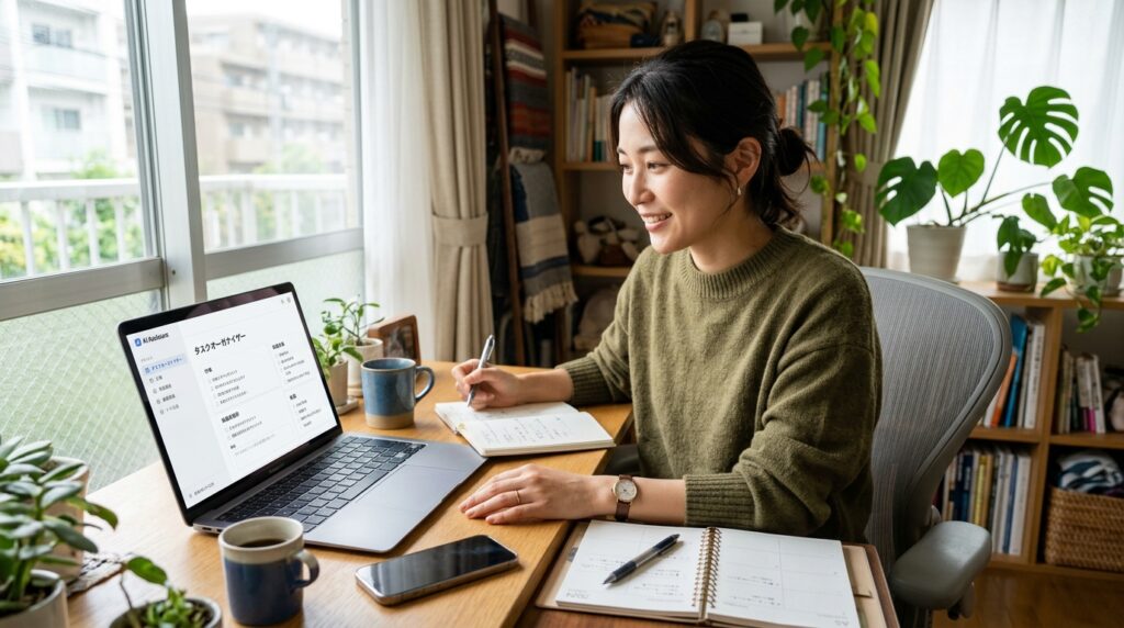 AIを活用して仕事を効率化する日本人女性マーケター