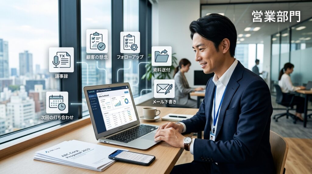 AIを活用して営業業務を効率化する営業担当者のイメージ