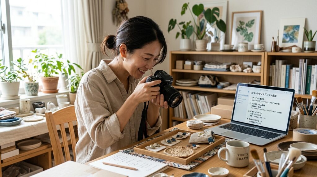 AIが役立った仕事と役立たなかった仕事を比較する女性マーケターのイメージ