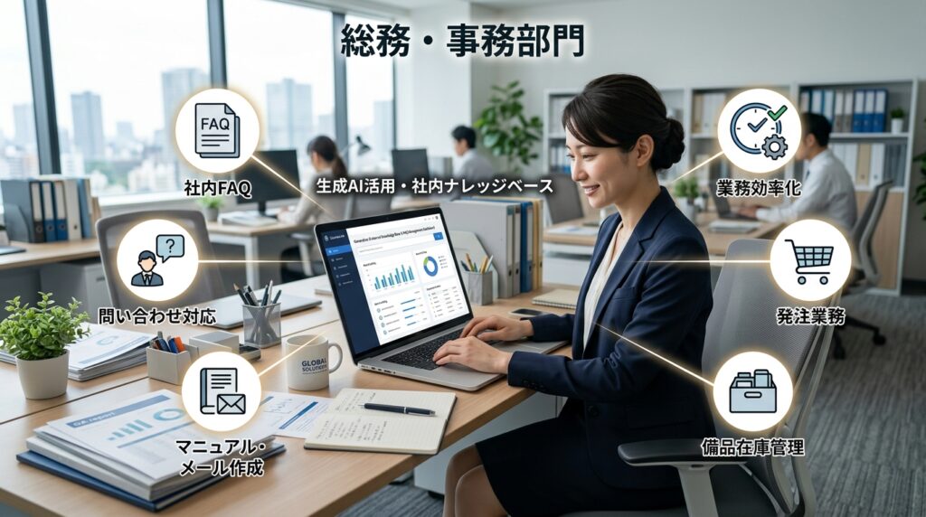 AIを活用して総務・事務業務を効率化するイメージ
