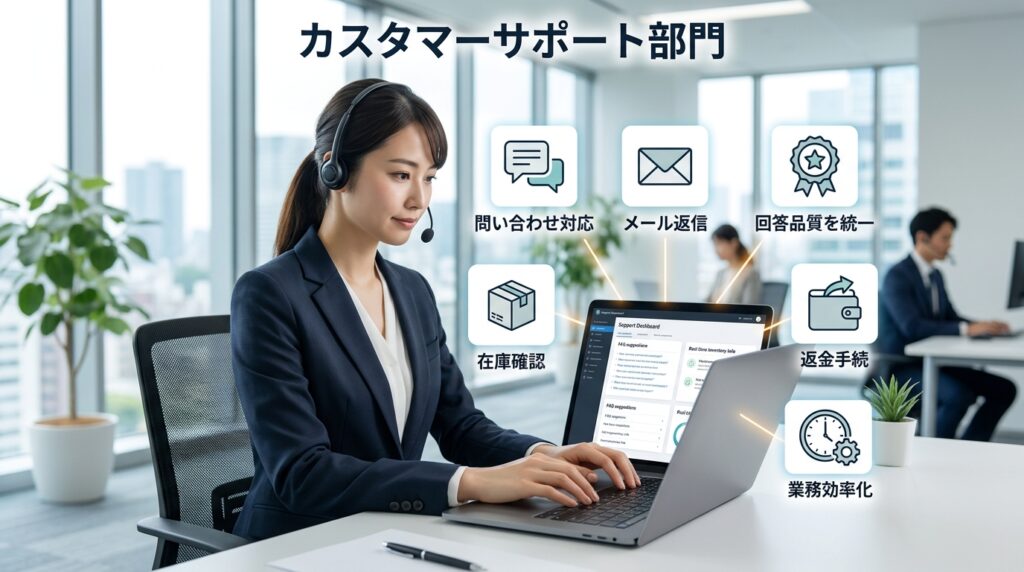 AIを活用してカスタマーサポート業務を効率化するイメージ