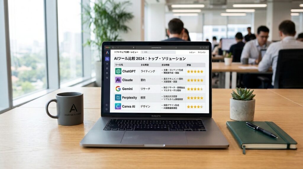 実際に使ってよかったAIツールを比較するパソコン画面のイメージ