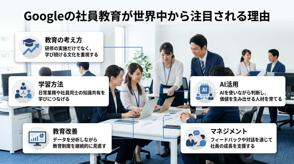 Googleの社員教育が世界中から注目される理由をイメージした画像