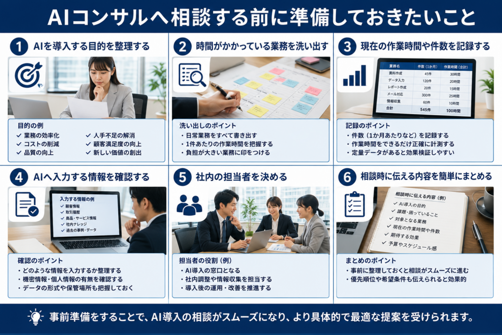 AIコンサルへ相談する前に課題を整理する担当者
