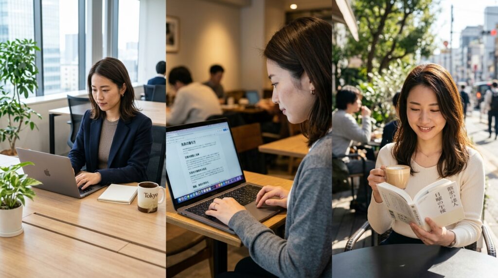 AIを活用して仕事とプライベートを充実させる女性のイメージ