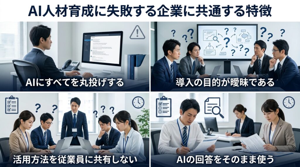 AI人材育成で課題を抱える企業のイメージ