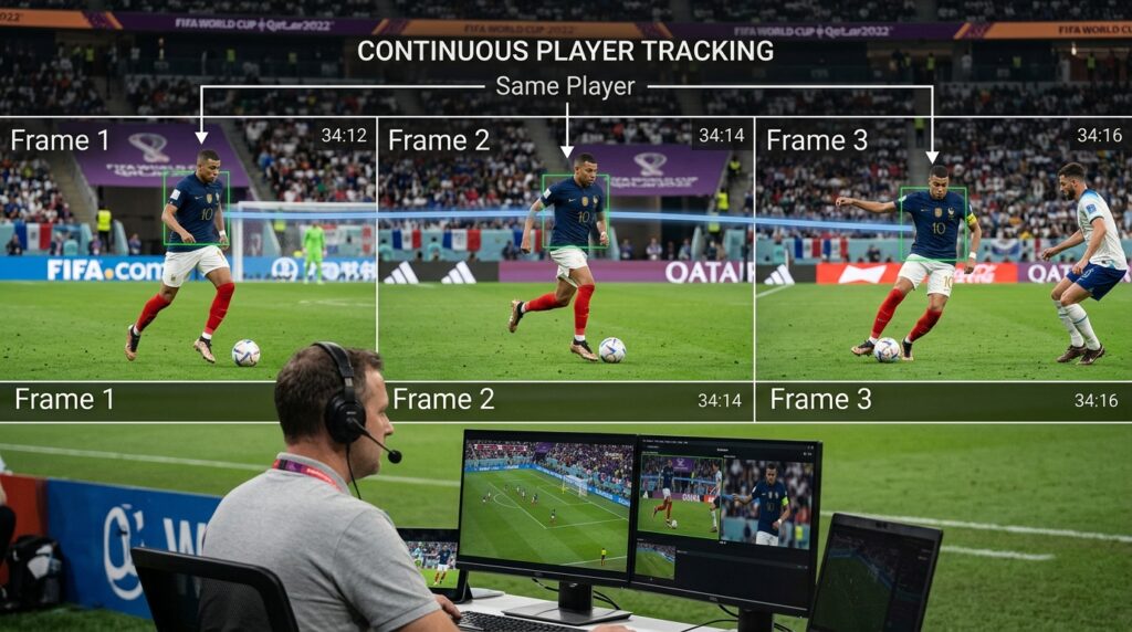 AIがサッカー選手を自動追跡し位置情報を解析するプレーヤートラッキングの流れ