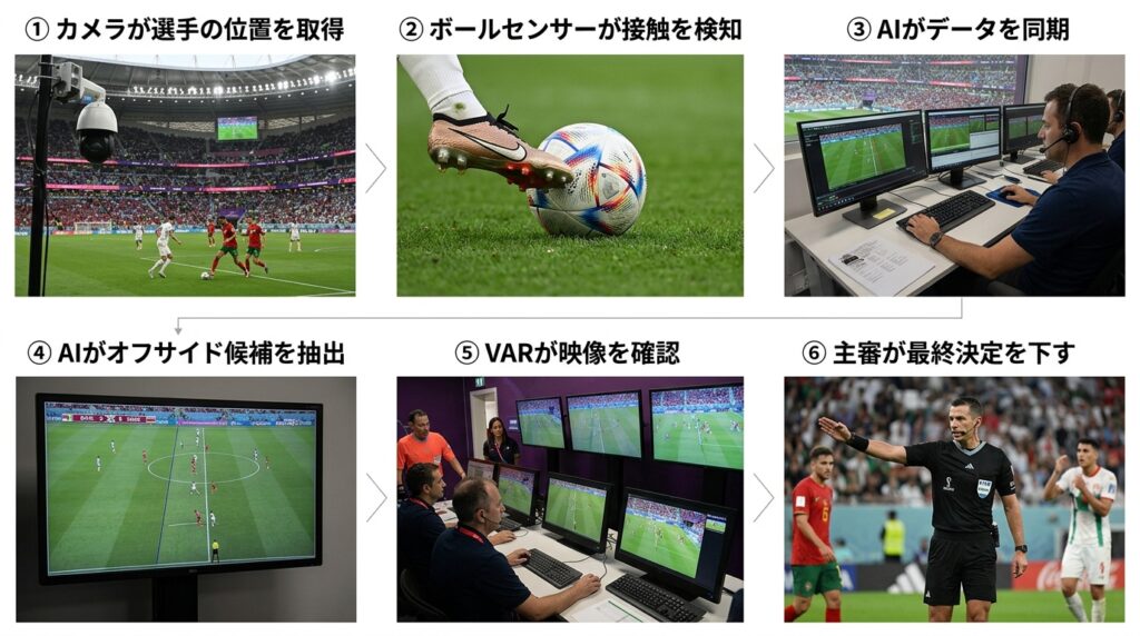 ワールドカップでAIとVARが複数の試合映像を解析し判定を支援するコントロールルーム