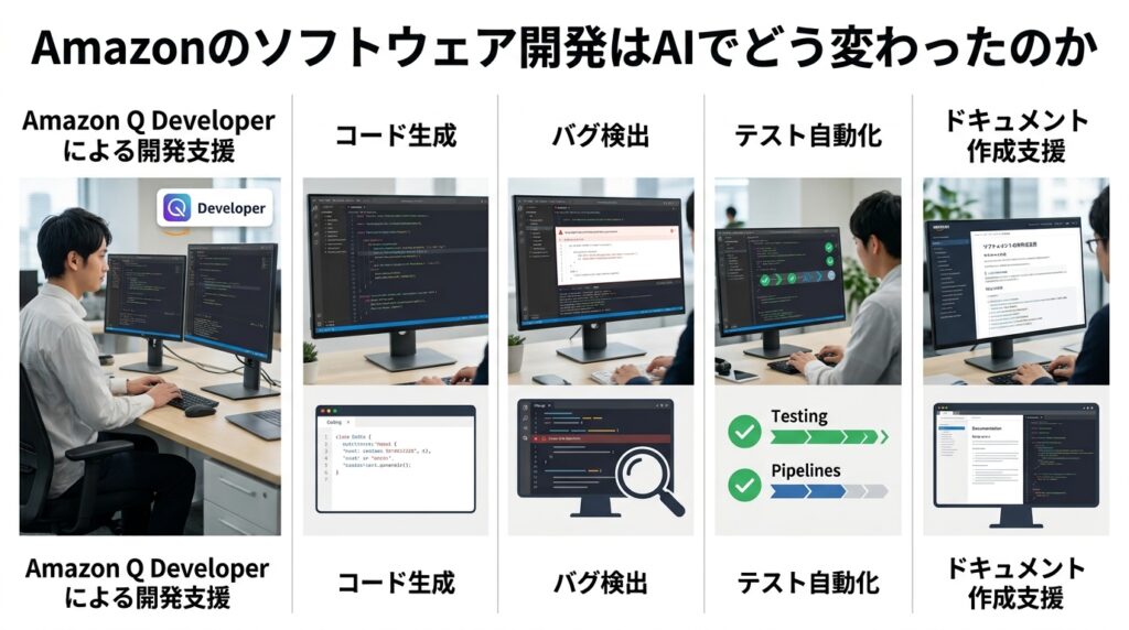 Amazonが生成AIをソフトウェア開発に活用しエンジニアの開発業務を効率化する様子