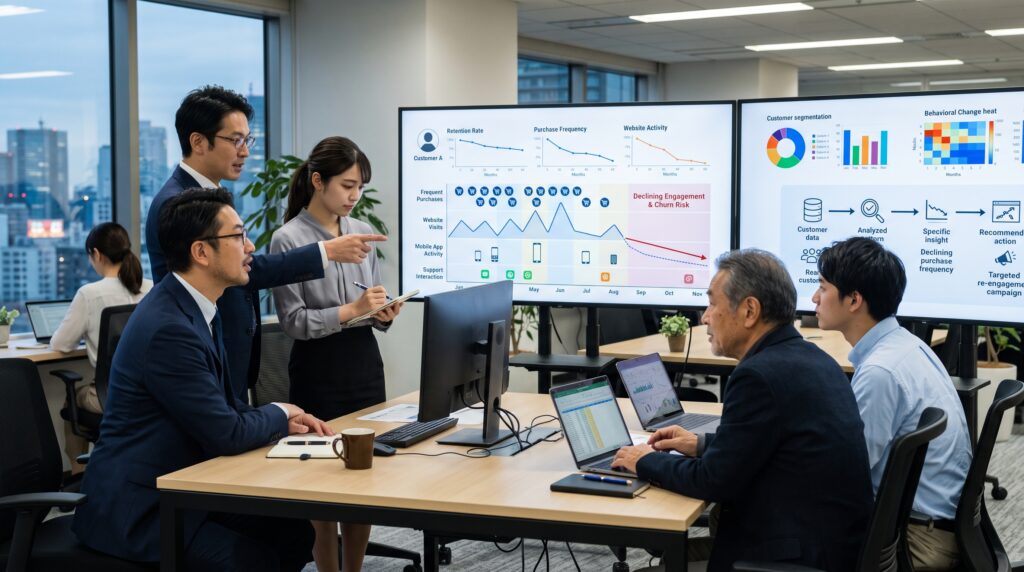 AIが顧客データから導き出せる示唆を表したイメージ