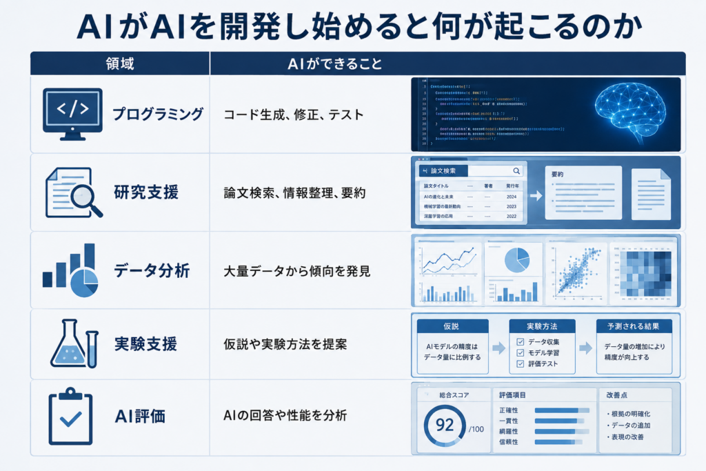 AIがAIを開発する未来を表現したイメージ
