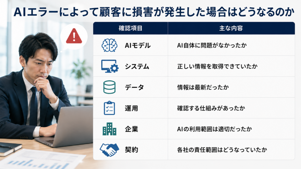 AIエラーによって顧客に損害が発生した場合の責任