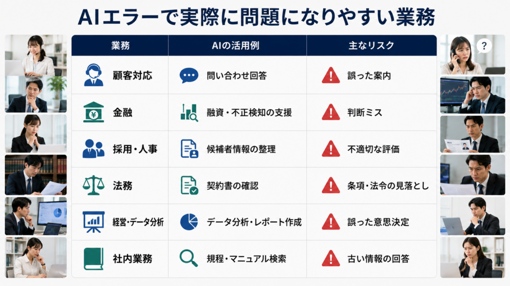AIエラーが問題になりやすい業務