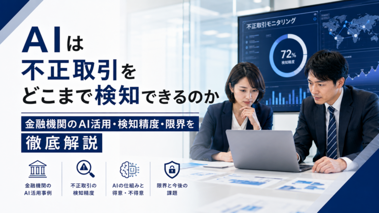 AIは不正取引をどこまで検知できるのかを解説する金融機関のAI活用イメージ