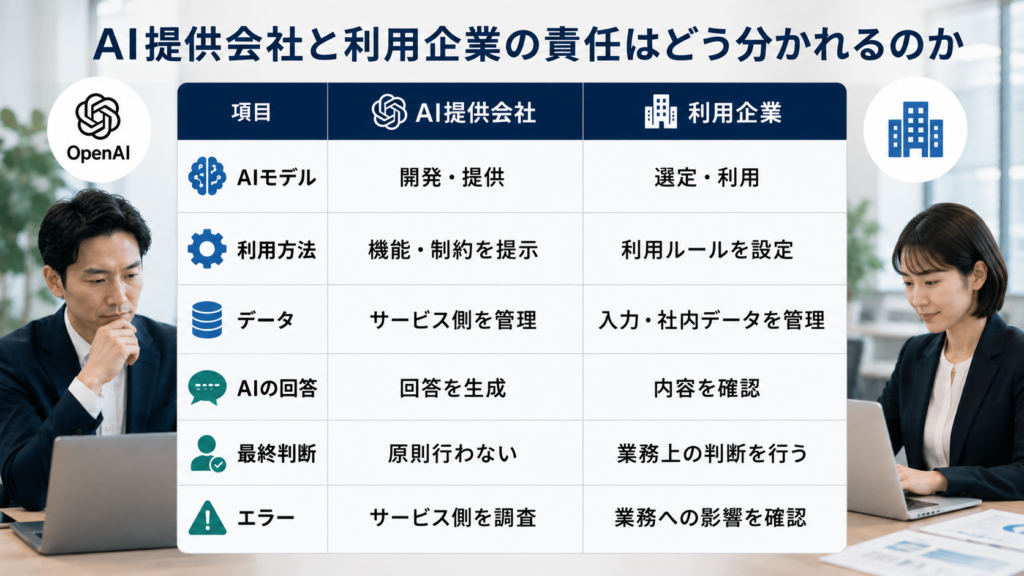 AI提供会社と利用企業の責任分担