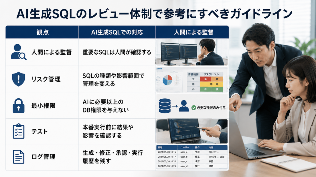 AI生成SQLのレビュー体制で参考にすべきガイドライン