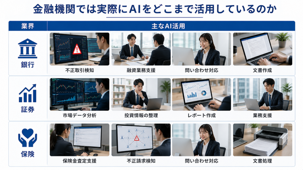 金融機関におけるAI活用領域を表したイメージ