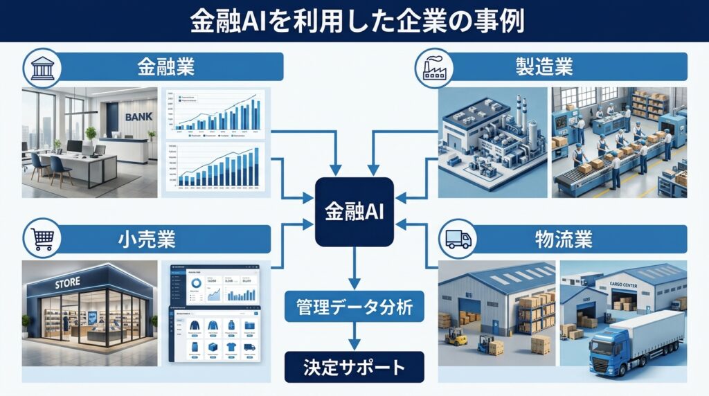 金融AIを経営や業務に活用している企業事例のイメージ