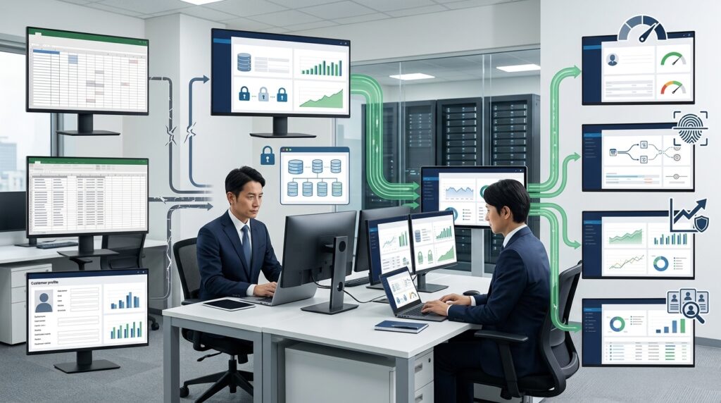 金融AIの分析精度や判断の信頼性を左右するデータ品質の重要性を表したイメージ