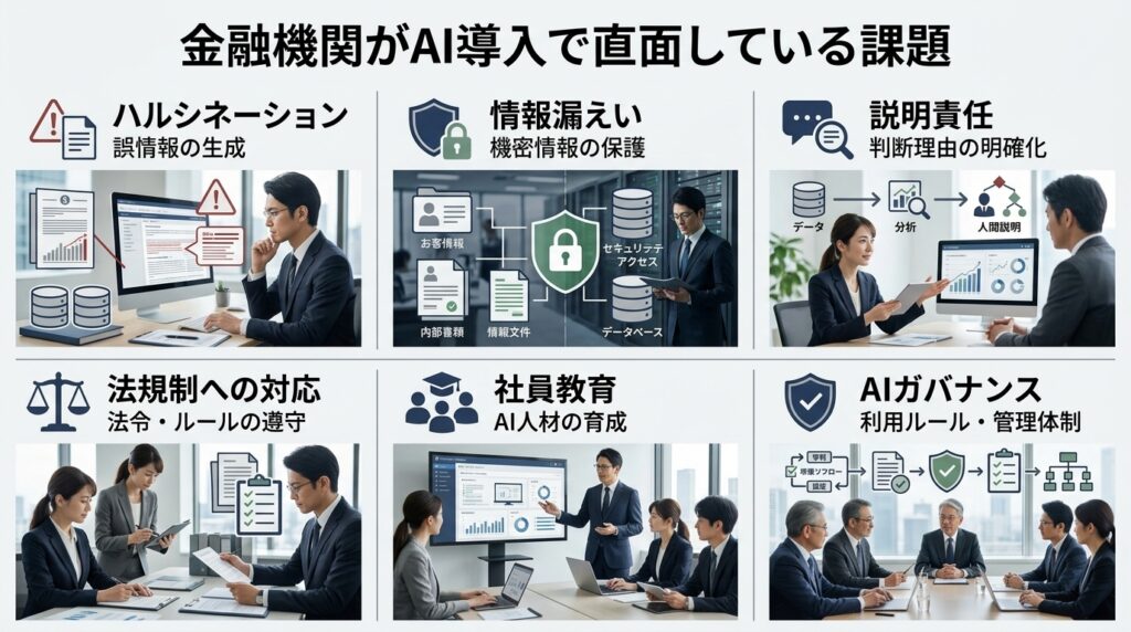 金融機関がAI導入で直面するセキュリティや説明責任、データ品質などの課題