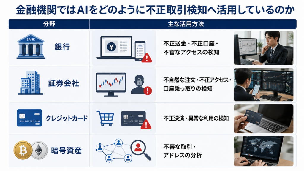 金融機関におけるAI不正取引検知の活用イメージ