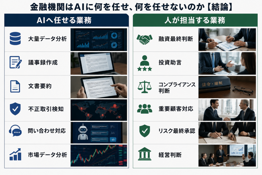 金融機関におけるAIに任せる業務と人が判断すべき業務の役割分担