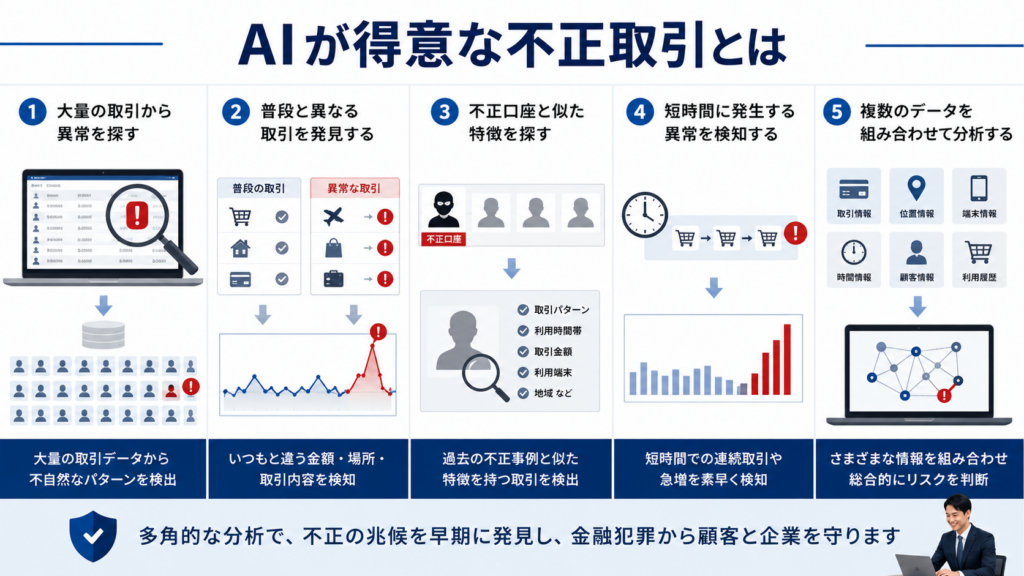 AIが検知を得意とする不正取引の特徴
